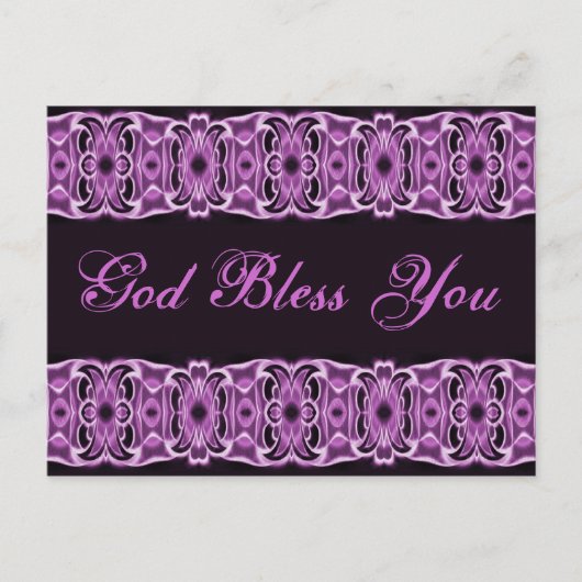 God zegene je paars zwart briefkaart (Voorkant)