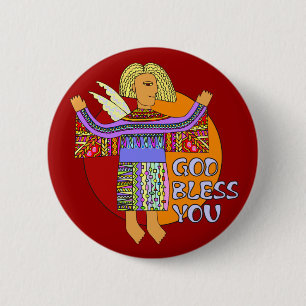 God zegene jou donkerrood ronde button 5,7 cm