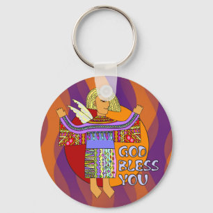 God zegene jou   oranje violette golven sleutelhanger