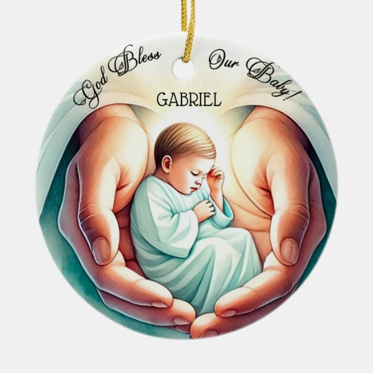 God zegene mijn Baby 🎄👶 Keramisch Ornament (Voorkant)