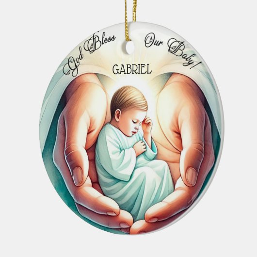 God zegene mijn Baby 🎄👶 Keramisch Ornament (Links)
