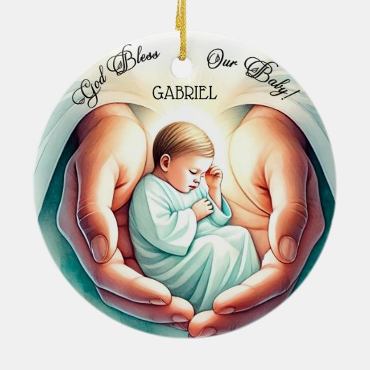 God zegene mijn Baby 🎄👶 Keramisch Ornament (Achterkant)
