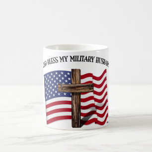 GOD ZEGENE MIJN MILITAIRE ECHTGENOOT ruwe kruis Am Koffiemok