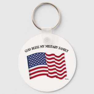 GOD ZEGENE MIJN MILITAIRE GEZIN met Amerikaanse vl Sleutelhanger