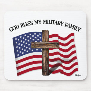 GOD ZEGENE MIJN MILITAIRE GEZIN ruwe kruis, Amerik Muismat