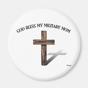GOD ZEGENE MIJN MILITAIRE MOEDER met robuust kruis Magneet