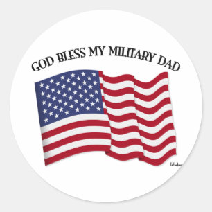 GOD ZEGENE MIJN MILITAIRE VADER met Amerikaanse vl Ronde Sticker