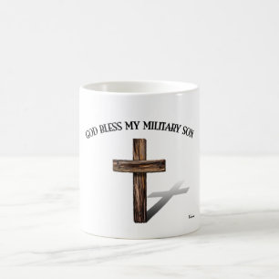 GOD ZEGENE MIJN MILITAIRE ZOON met robuust kruis Koffiemok