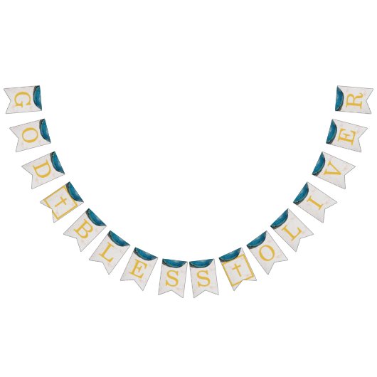 God zegene naam Blue Geode Boy doop communie Vlaggetjes (Alle)