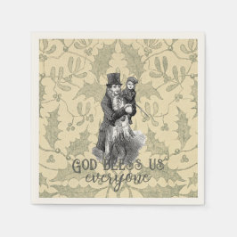 God zegene ons allemaal Dickens Kerstlied Servet