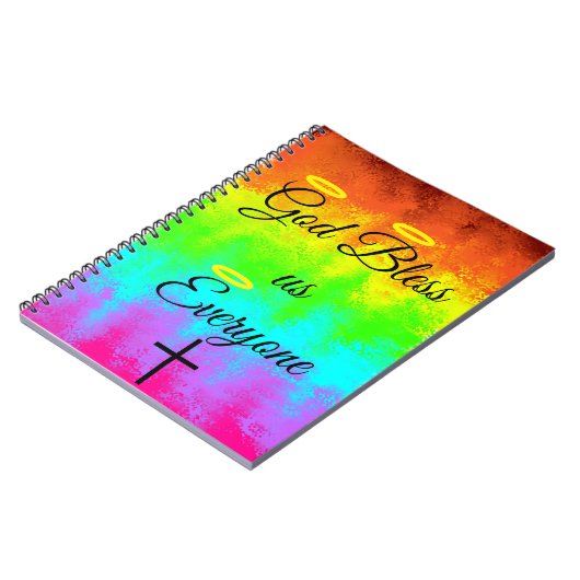 "God zegene ons allemaal" Rainbow Spiral Notitiebo Notitieboek (Linkerzijde)