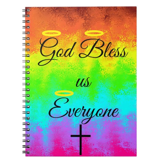 "God zegene ons allemaal" Rainbow Spiral Notitiebo Notitieboek (Voorkant)