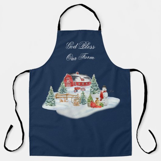 God zegene ons Boerderij Kerstmis Boerderij Scene Schort (Voorkant)
