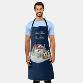 God zegene ons Boerderij Kerstmis Boerderij Scene Schort (Gedragen)