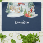 God zegene ons Boerderij Kerstmis Boerderij Scene Theedoek (Gevouwen)