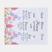 God zegene ons huis blauwe bloemen wilde bloemen fleece deken (Voorkant (Horizontaal))