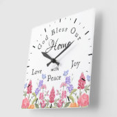 God zegene ons huis Bloemen Wildbloemen Wit Vierkante Klok (Hoek)