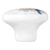 God zegene ons huis Bluebird Floral Damask Keramische Knop (Zijkant)