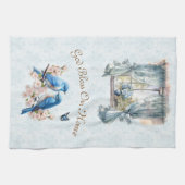 God zegene ons huis Bluebird Floral Damask Theedoek (Horizontaal)