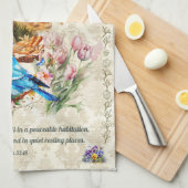 God zegene ons huis Damask keukenhanddoek (Quarter Fold)