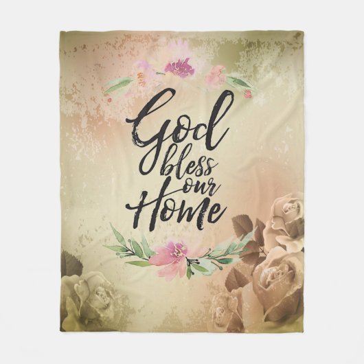 God zegene ons huis fleece deken (Voorkant)