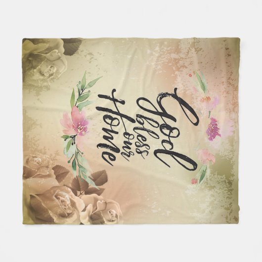 God zegene ons huis fleece deken (Voorkant (Horizontaal))