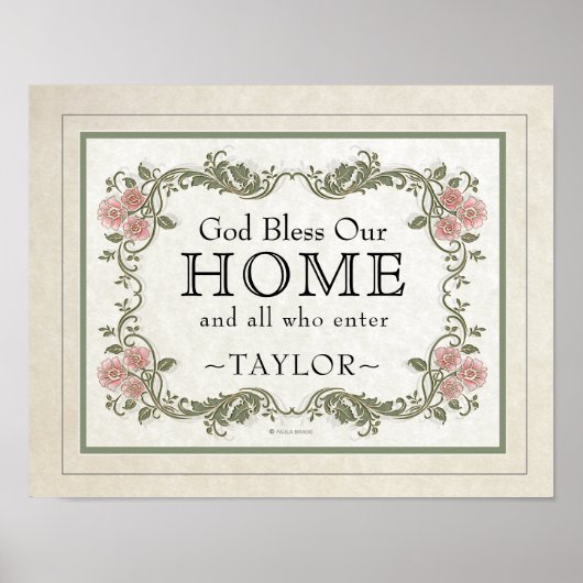 God zegene ons huis: Gepersonaliseerd Poster (Voorkant)