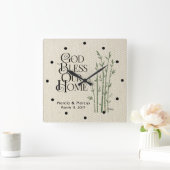 God zegene ons huis: Gepersonaliseerd Vierkante Klok (Huis)