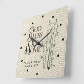 God zegene ons huis: Gepersonaliseerd Vierkante Klok (Hoek)