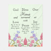 God zegene ons huis groene bloemen wilde bloemen fleece deken (Voorkant)
