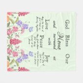 God zegene ons huis groene bloemen wilde bloemen fleece deken (Voorkant (Horizontaal))