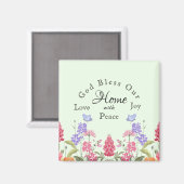 God zegene ons huis groene bloemen wilde bloemen magneet (Voorkant / Achterkant)