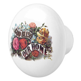 God zegene ons huis keramische knop