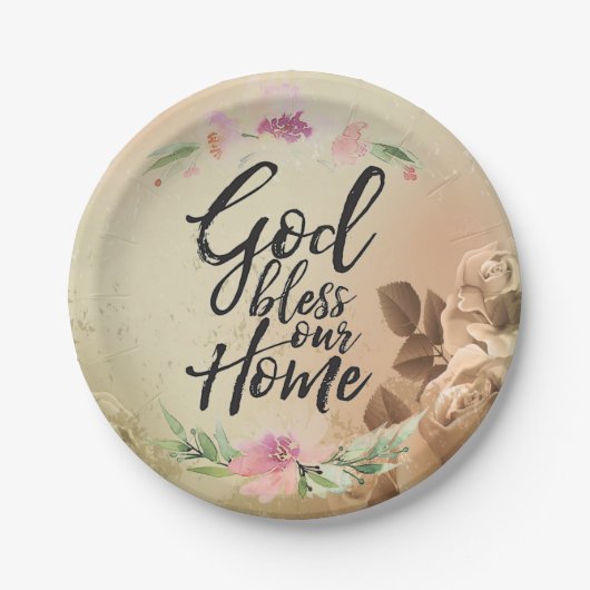 God zegene ons huis papieren bordje (Voorkant)