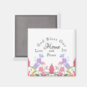 God zegene ons huis Witte Bloemen Wildbloemen Magneet (Voorkant / Achterkant)