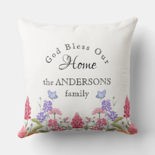 God zegene ons huis witte wilde bloem familienaam kussen