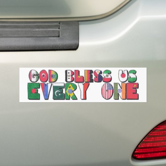 God zegene ons iedereen bumpersticker (Op auto)