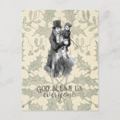 God zegene ons iedereen Dickens Christmas Carol Briefkaart (Voorkant)