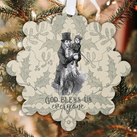 God zegene ons iedereen Dickens Christmas Carol Ornament Kaart