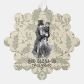 God zegene ons iedereen Dickens Christmas Carol Ornament Kaart (Voorkant)