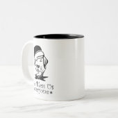 god zegene ons iedereen tweekleurige koffiemok (Voorkant links)