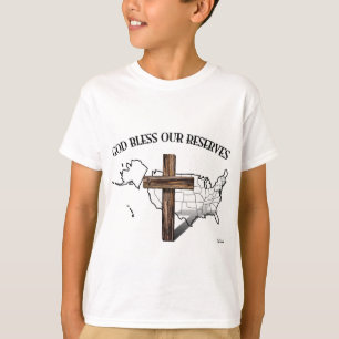 GOD ZEGENE ONZE RESERVES, ruwe kruis & omtrek van  T-shirt