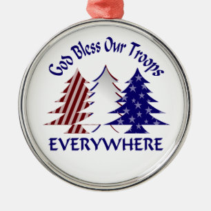God zegene onze troepen met Kerstmis Metalen Ornament
