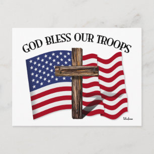 God zegene onze troepen met robuust kruis en Ameri Briefkaart