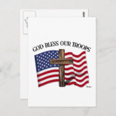 God zegene onze troepen met robuust kruis en Ameri Briefkaart (Voorkant / Achterkant)