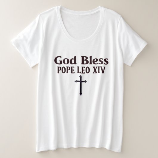 God zegene Paus Leo XIV Grote Maat T-shirt (Design voorkant)