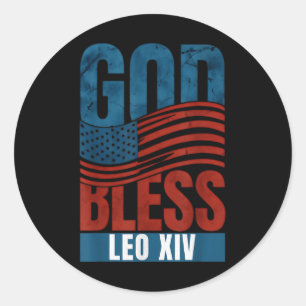 God zegene Paus Leo XIV Patriottische Vlag van de Ronde Sticker