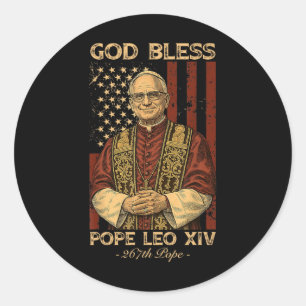 God zegene Paus Leo XIV Robert Francis Prevost Ame Ronde Sticker