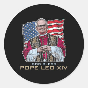 God zegene Paus Leo XIV Robert Nieuwe Paus Retro A Ronde Sticker