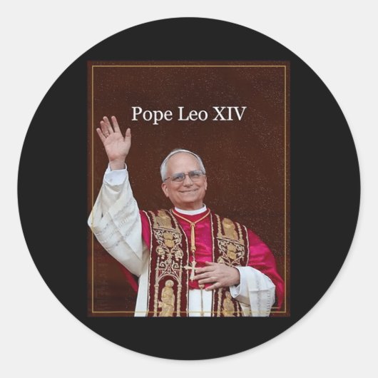 God zegene Paus Leo XIV Shirt Ronde Sticker (Voorkant)